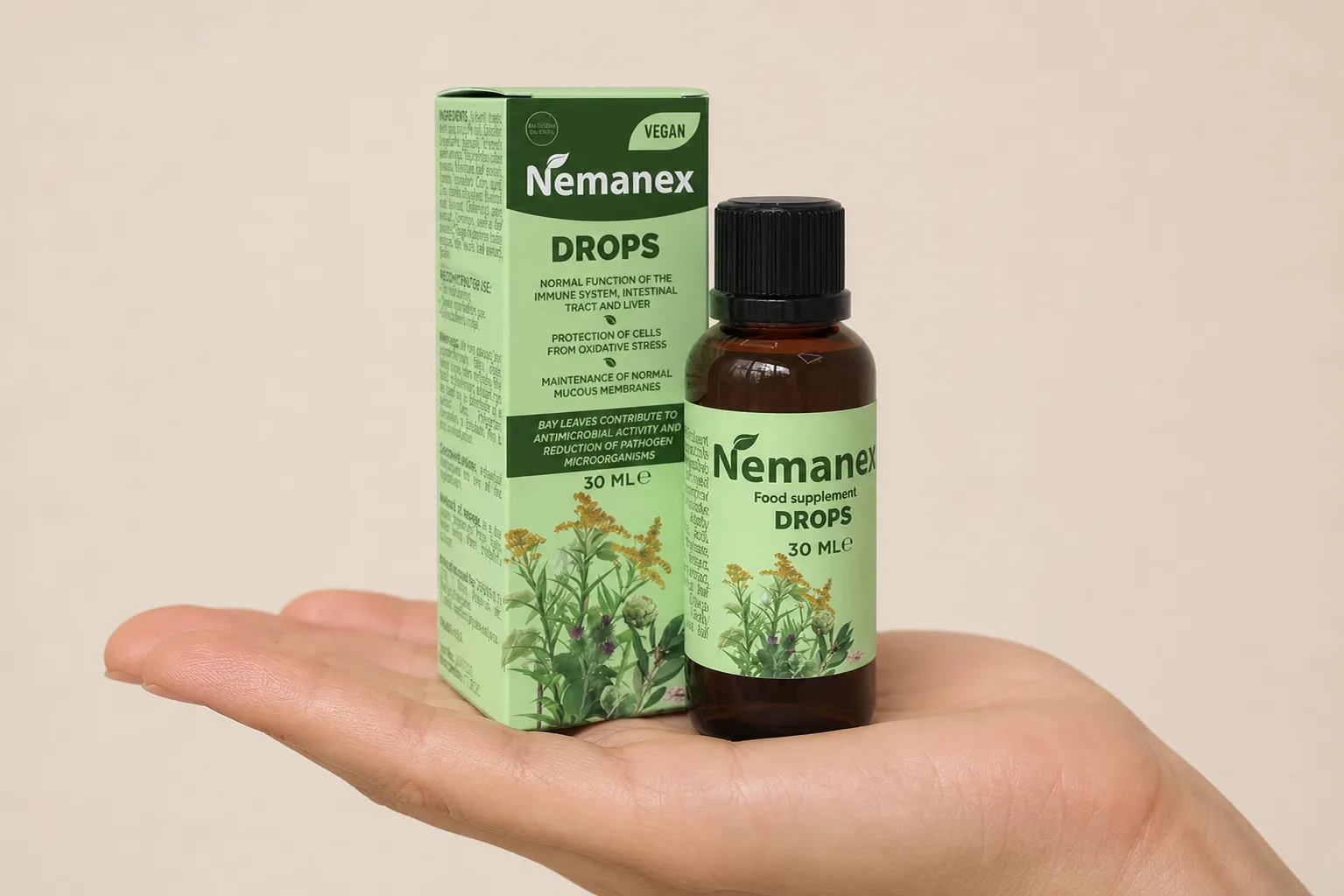 NEMANEX — Verpackung in der Hand