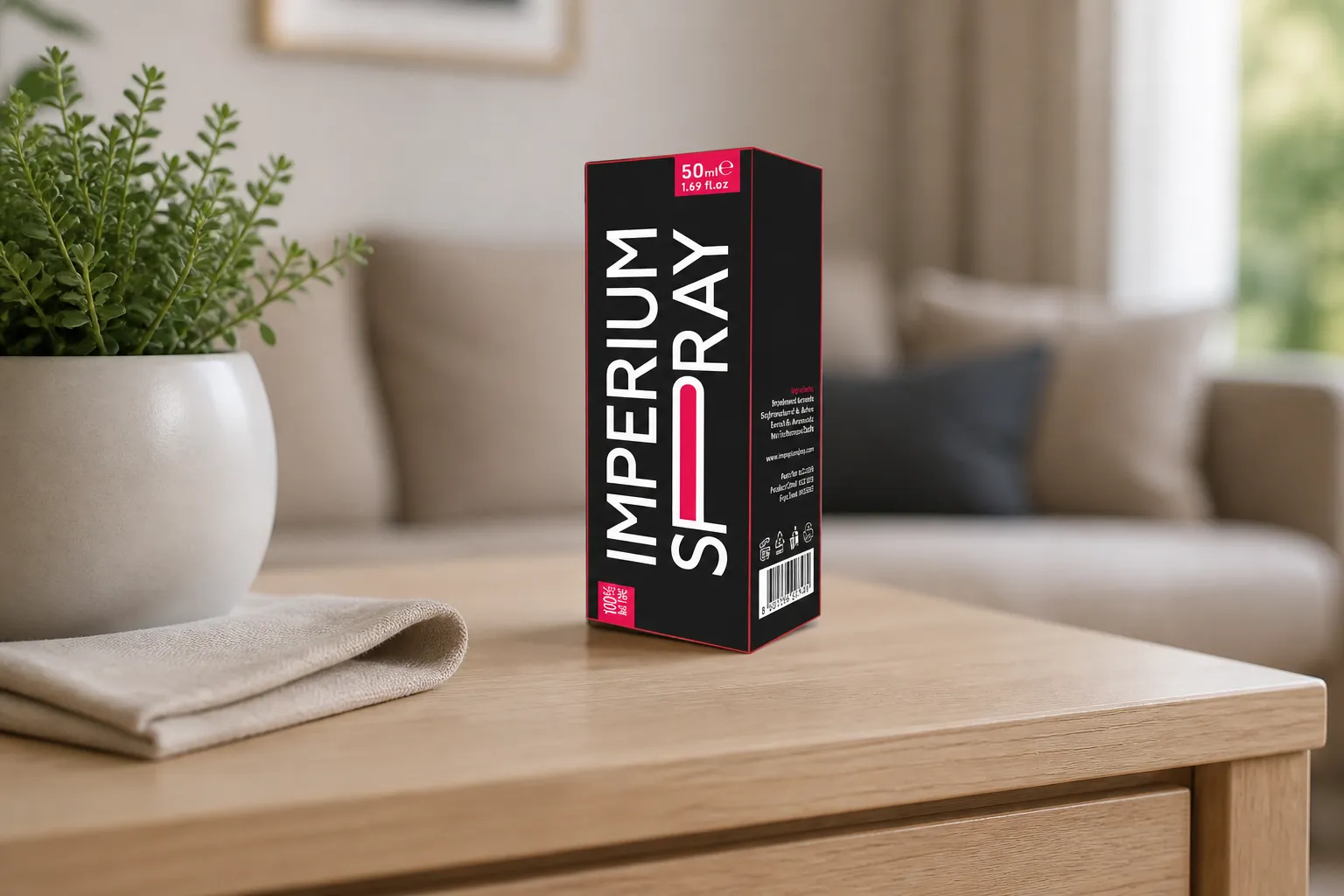 Imperium Spray — Verpackung im Alltag