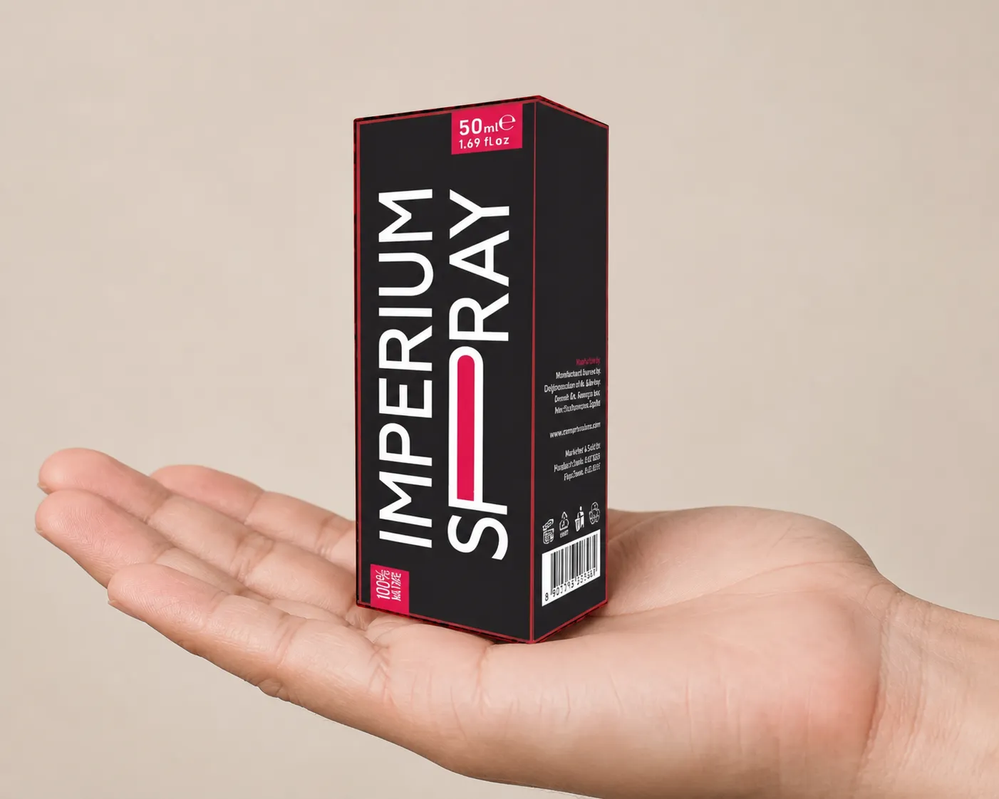 Imperium Spray — Verpackung in der Hand