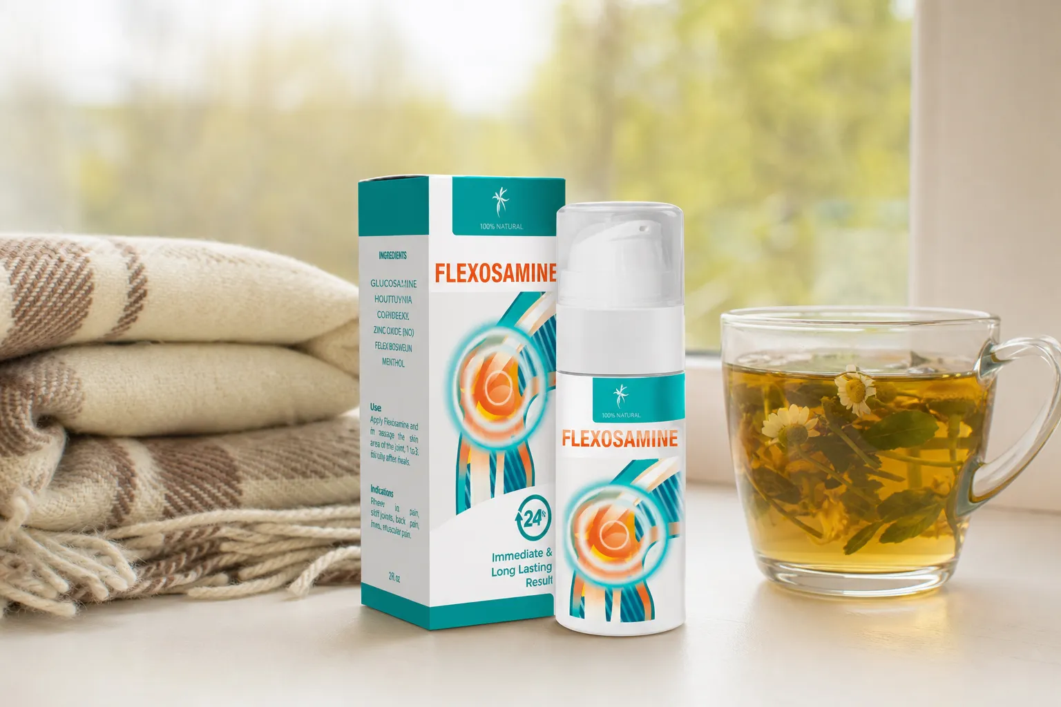 Flexosamine Gel — Verpackung im Alltag