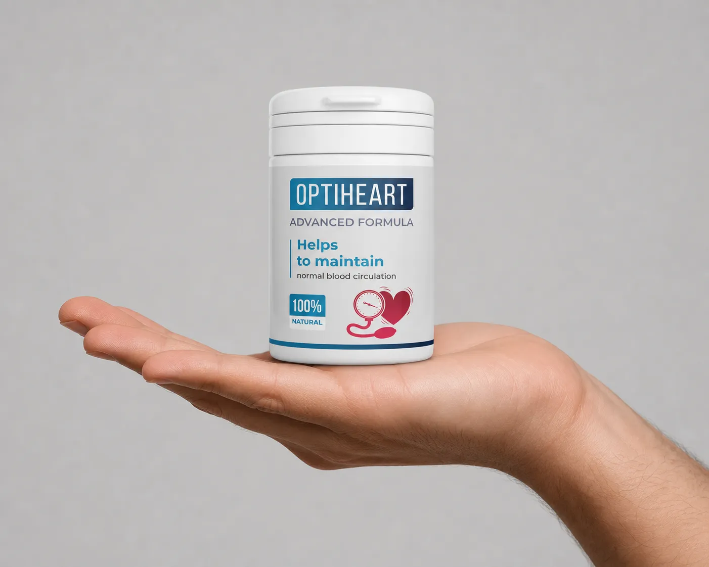 Optiheart — Verpackung in der Hand