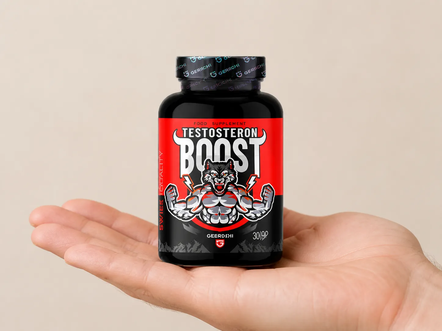 Testosteron Boost — Verpackung in der Hand