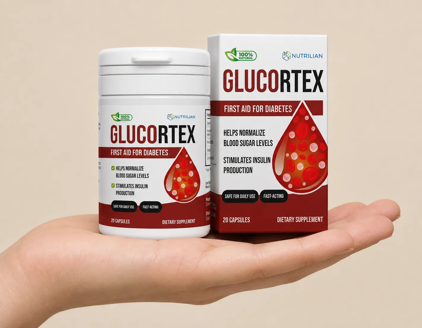 Glucortex — Verpackung in der Hand