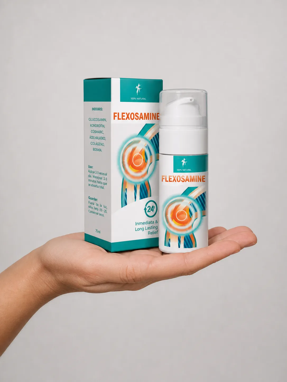 Flexosamine Gel Google — Verpackung in der Hand