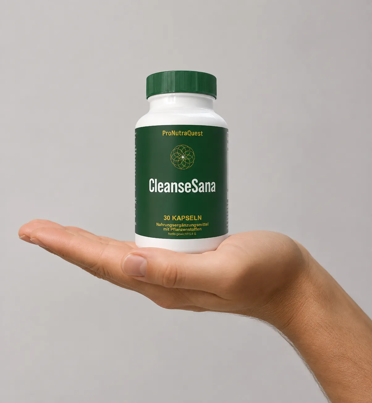 CleanseSana — Verpackung in der Hand