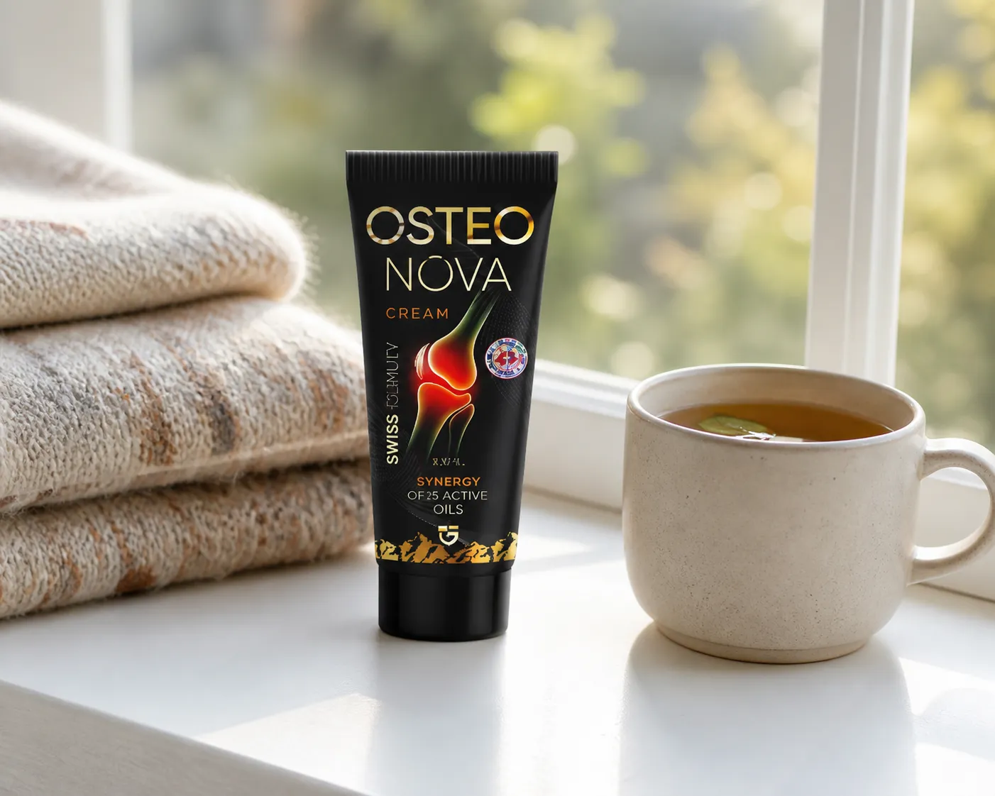 OsteoNova cream — Verpackung im Alltag