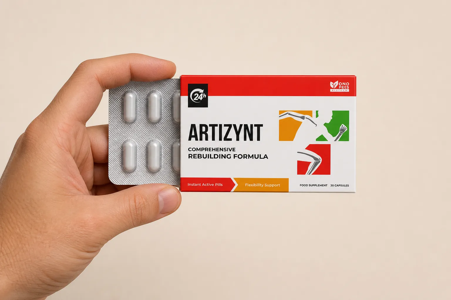 ArtiZynt caps — Verpackung in der Hand