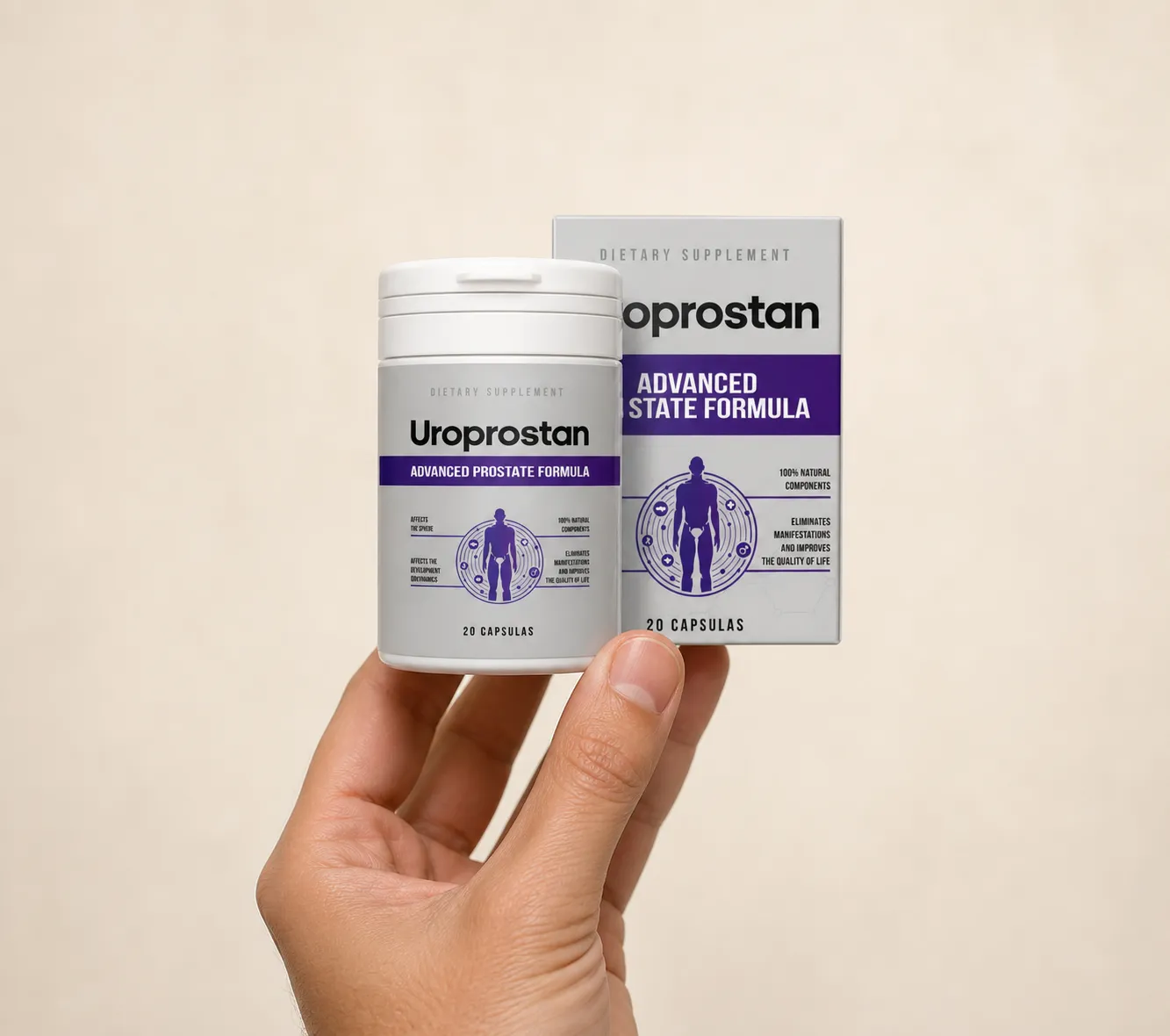 Uroprostan — Verpackung in der Hand