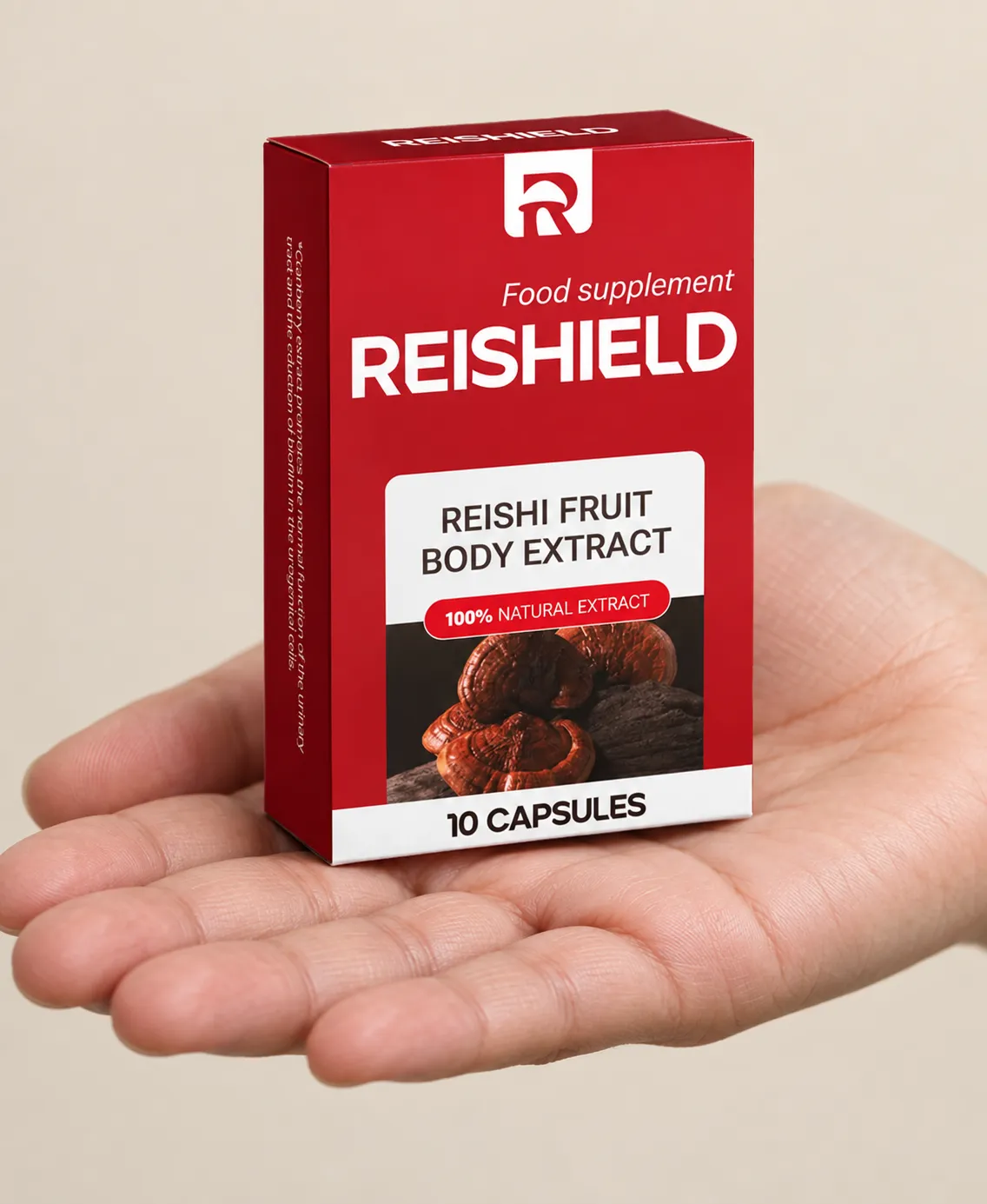 Reishield full price+ — Verpackung in der Hand
