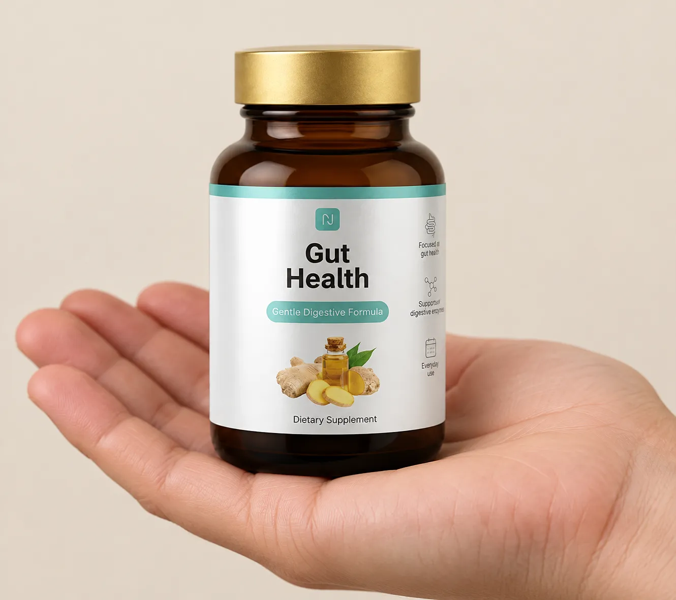 Gut health — Verpackung in der Hand