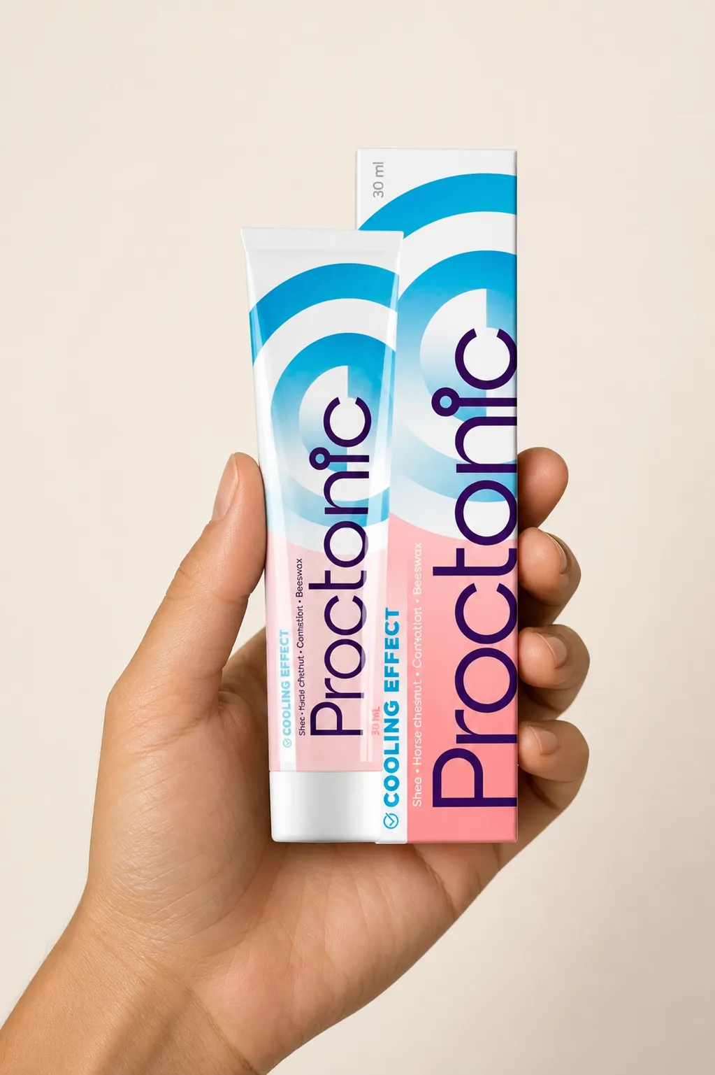 Proctonic — Verpackung in der Hand