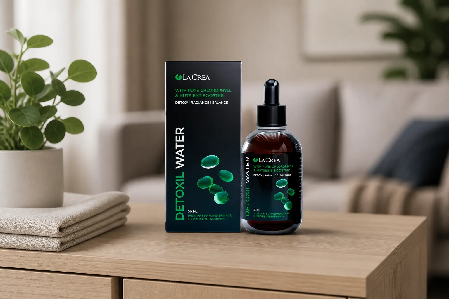 Detoxil water — Verpackung im Alltag