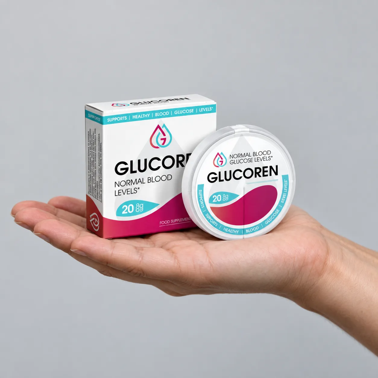 Glucoren — Verpackung in der Hand