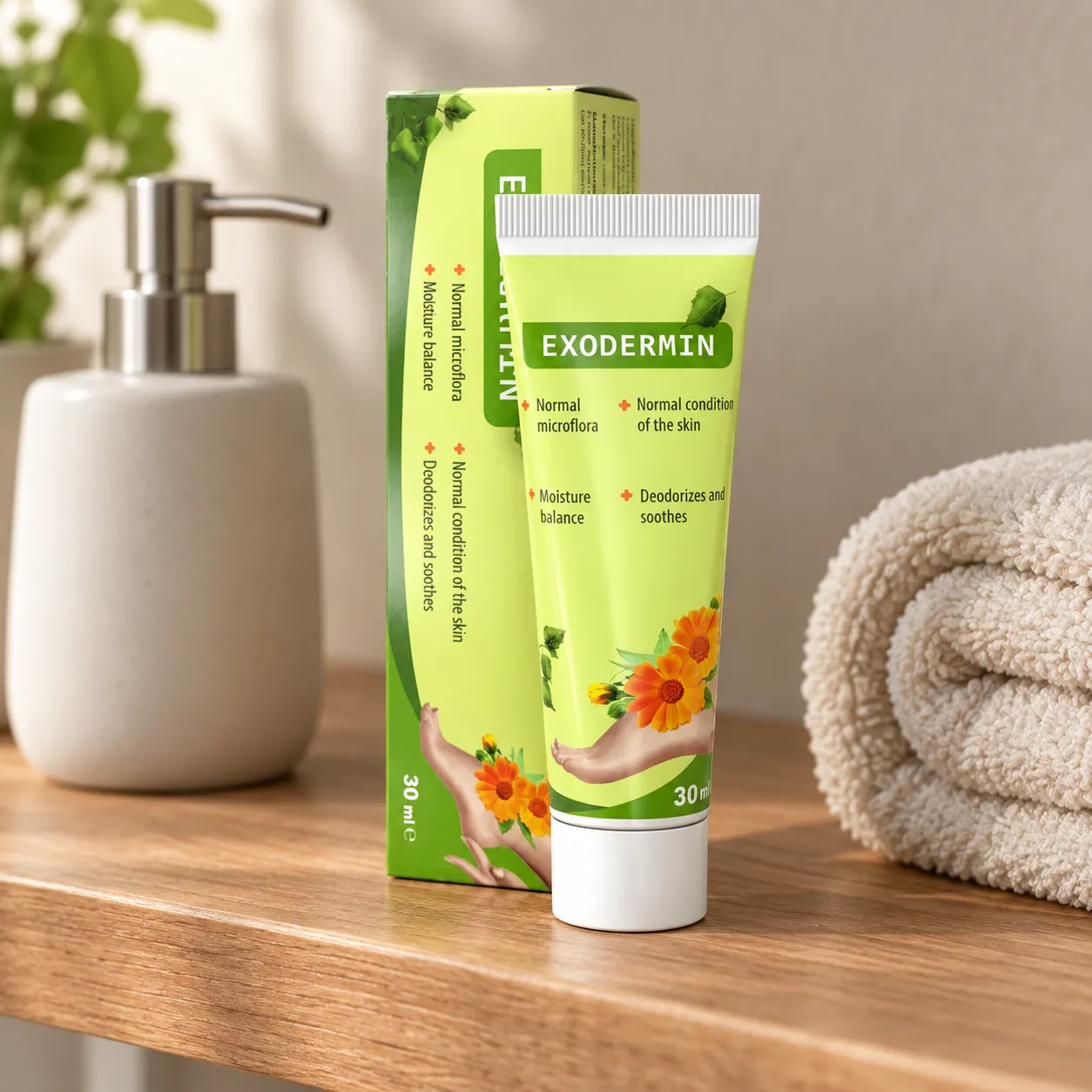 Exodermin — Verpackung im Alltag